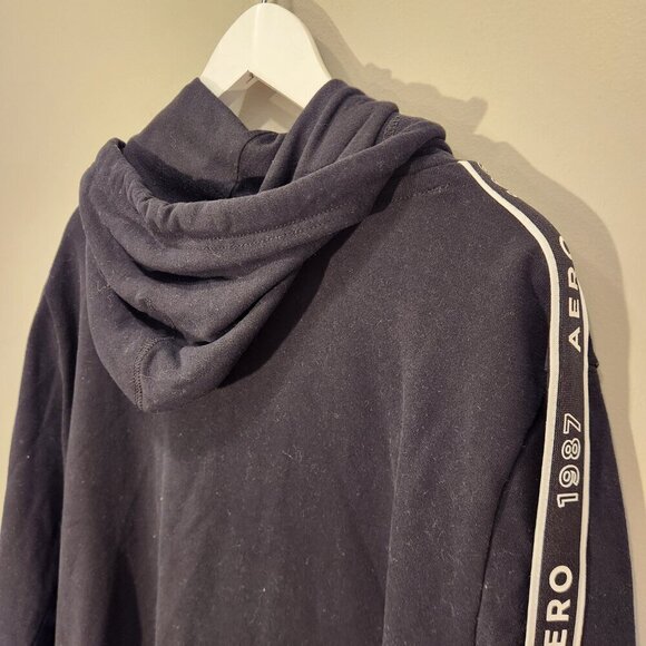 Aeropostale Hooded Sweatshirt Black Grunge Emo Streetwear Vibes - Size M - Picture 4 of 6